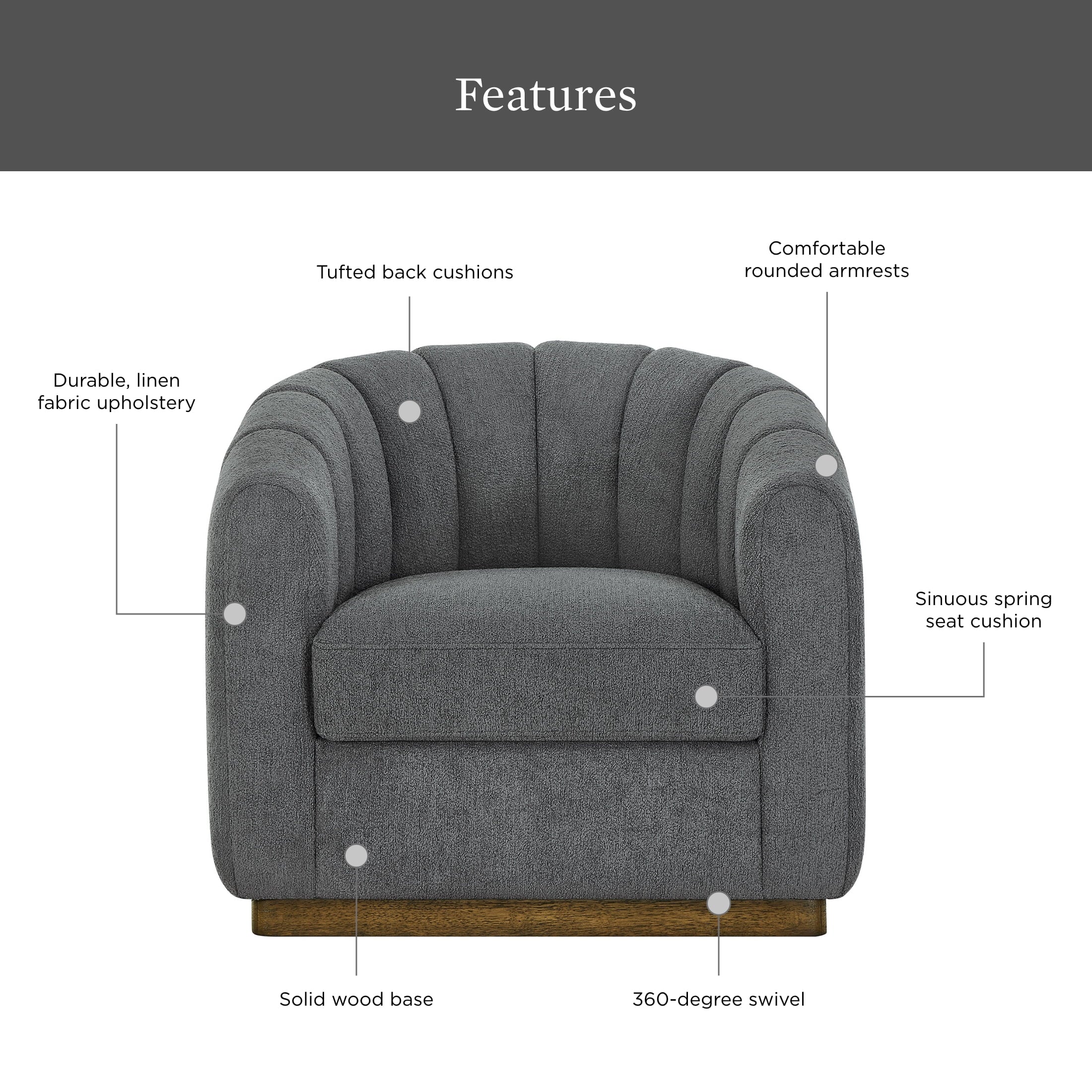 Better Homes & Gardens Lillian Accent Swivel Chair. Cream Linen