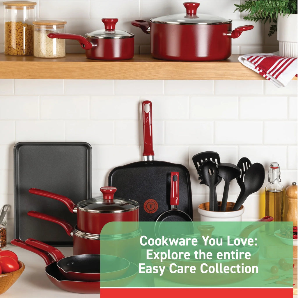 T-fal Easy Care. 20 Piece Non-Stick Pots and Pans Cookware Set. Grey