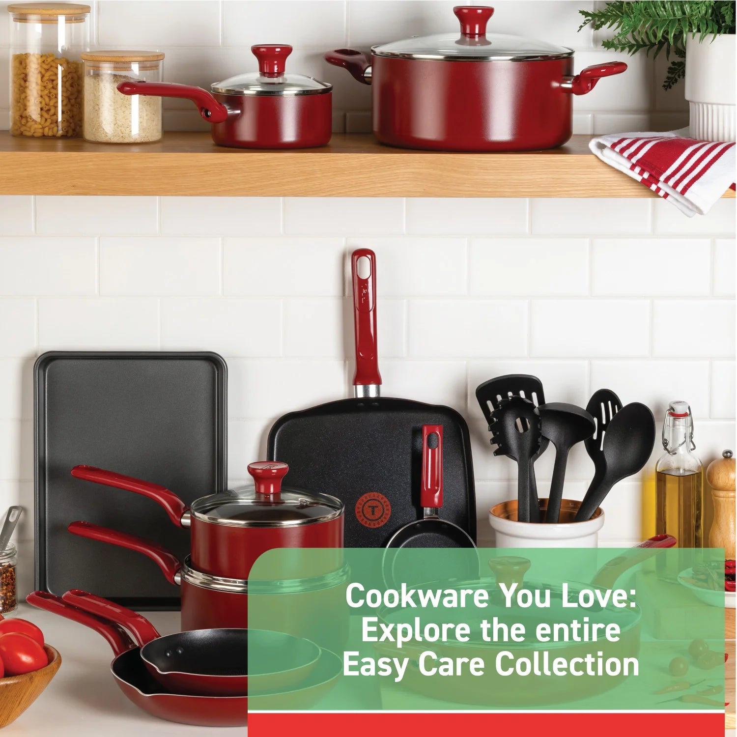 T-fal Easy Care. 20 Piece Non-Stick Pots and Pans Cookware Set. Grey