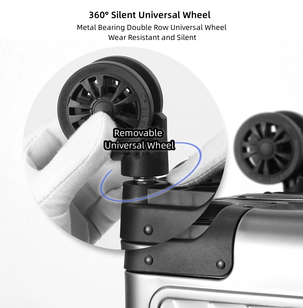 All Aluminum Magnesium Hardshell Carry on Luggage with Wheels. Modern Zipperless Hardshell Checked Luggage with TSA Lock. Airline Approved Metal Suitcase Travel Metal Rolling Luggage