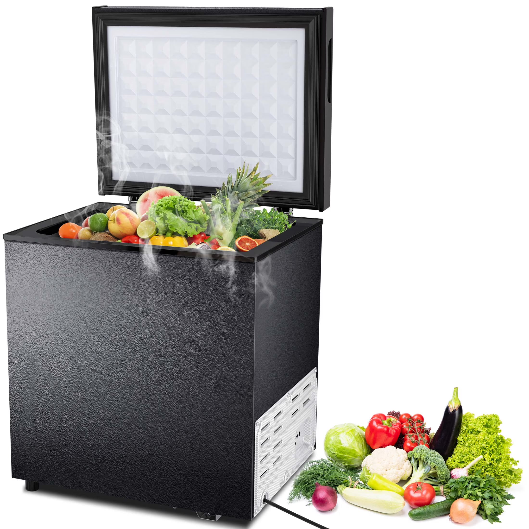 Auseo 8.7 cu. ft. Chest Deep Freezer with Adjustable Temperature. Free Standing Top Open Door Compact Freezer with 3 Removable Basket for Kitchen. Home. Bar. Garage. Office