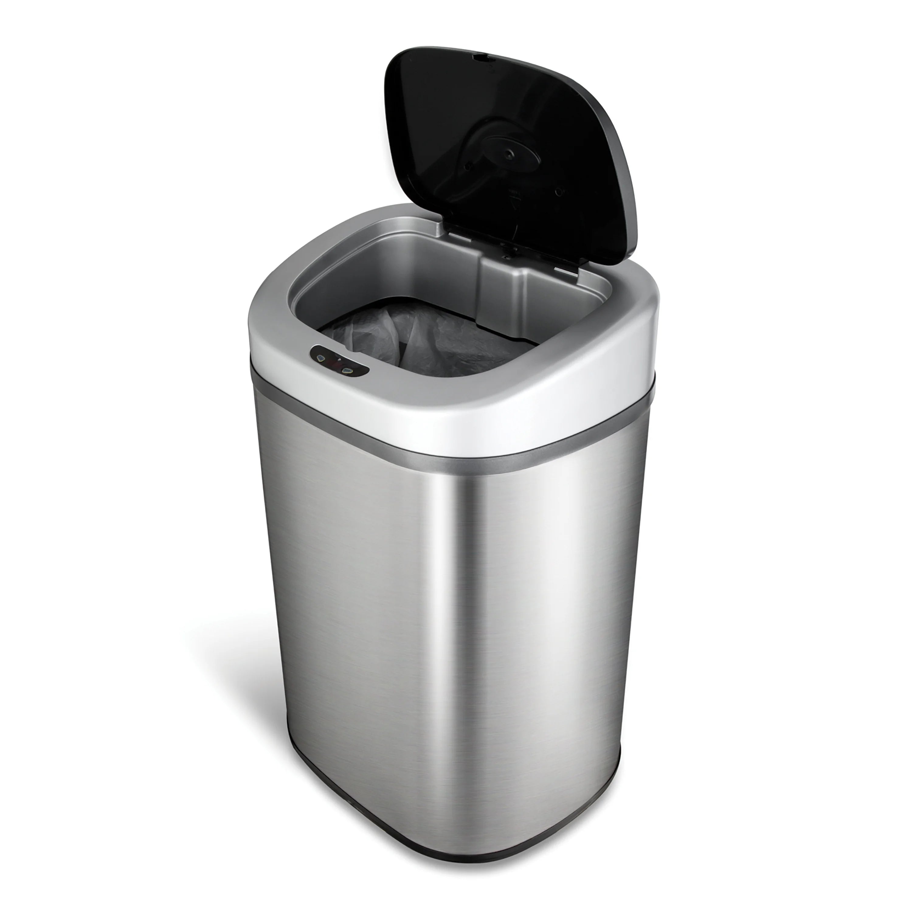 Nine Stars Automatic Trash Can. 21 Gallon Stainless Steel. Motion Sensor Hands Free Soft Close Lid Garbage Bin. Silver