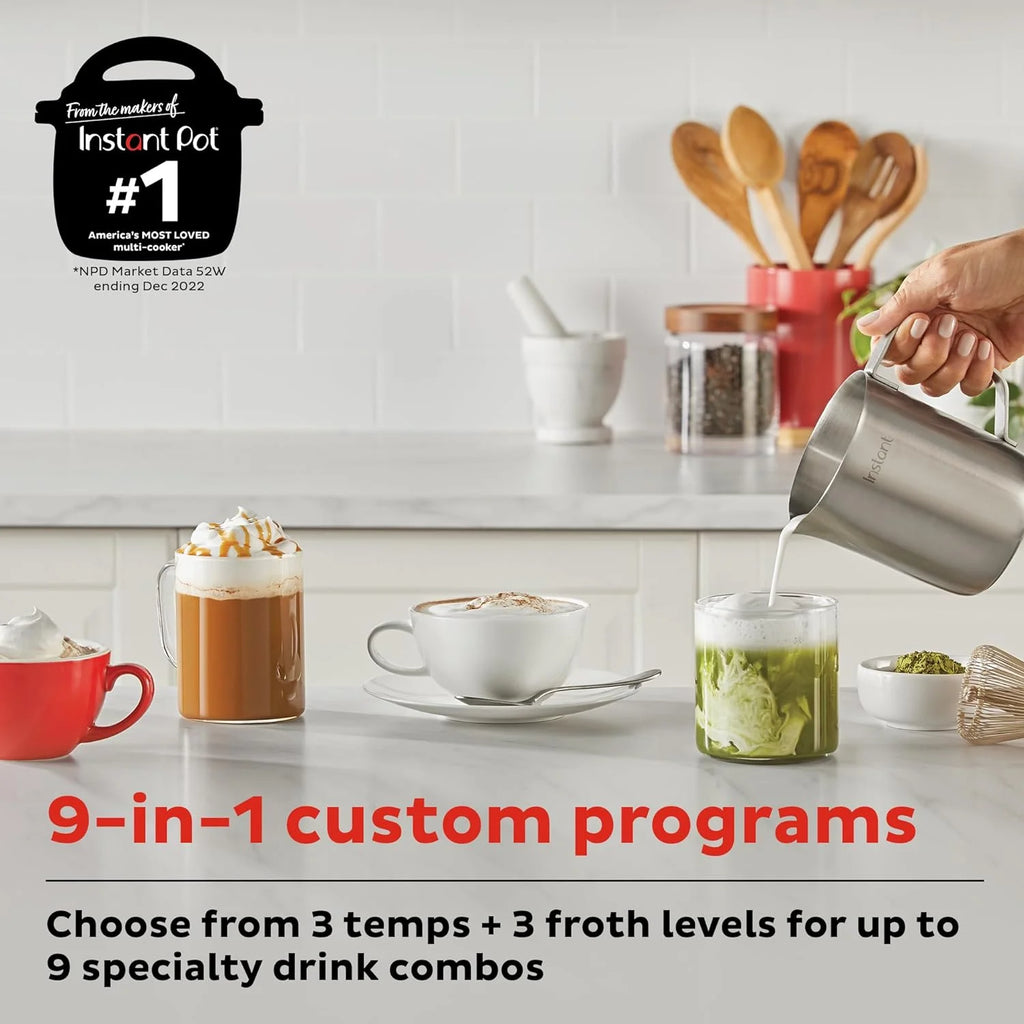 Instant Pot Instant Magic Froth 9-in-1 Electric Milk Steamer and Frother.17oz Stainless Steel Pitcher.Hot and Cold Foam Maker and Milk Warmer for Lattes