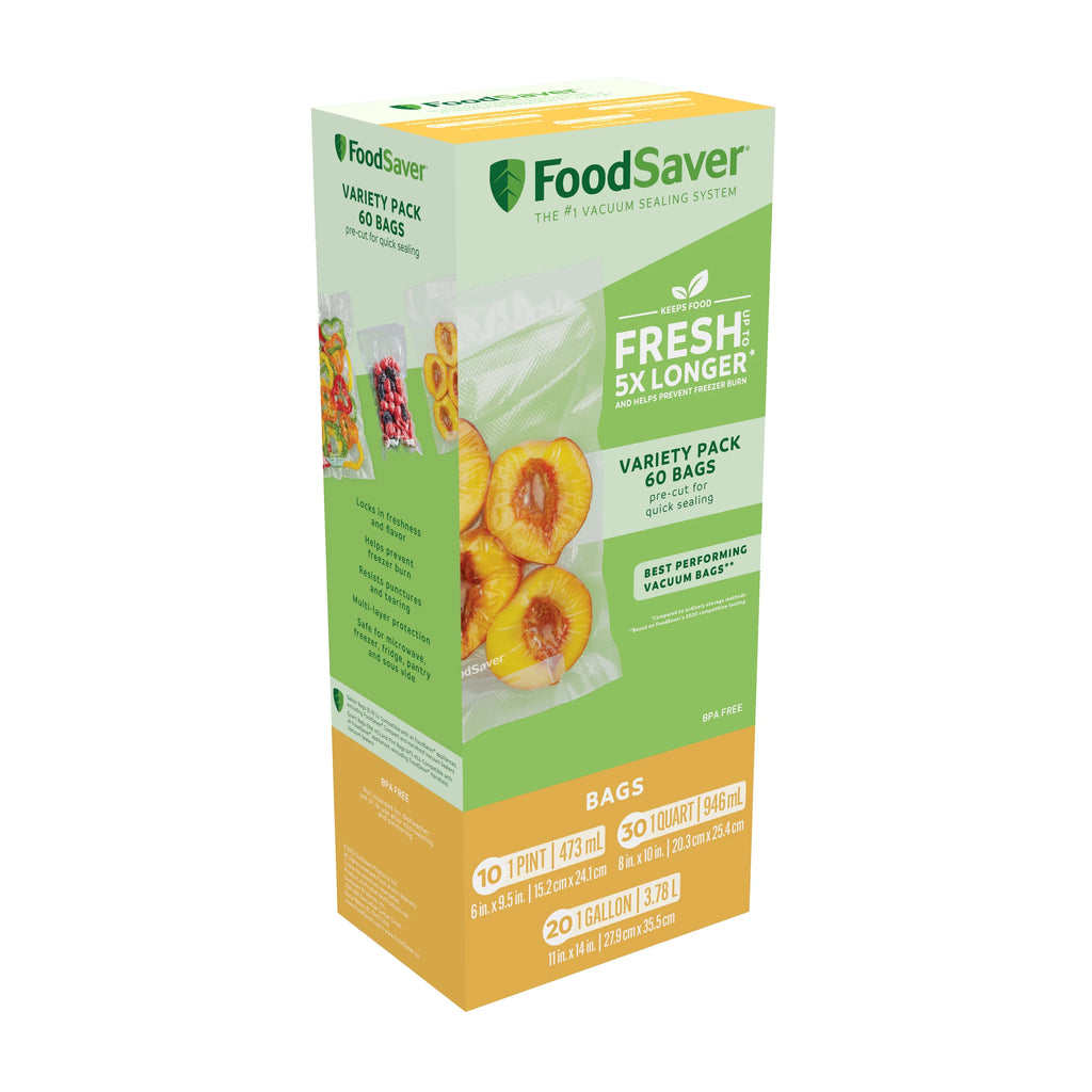 FoodSaver 2-in-1 Vacuum Sealer Machine Starter Kit with (60) Pre-Cut Bags. Professional Food Sealer With Built-In Handheld. Heavy Duty Construction. Complete Starter System for Bulk Food Storage & Freezer Meals