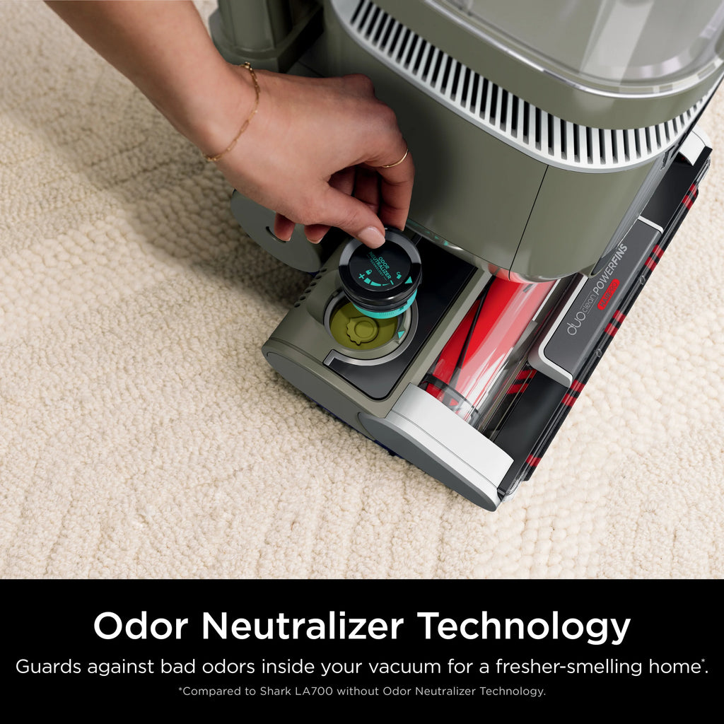 Shark Upright Vacuum. Rotator Pet Lift-Away ADV. Pet Friendly. Bagless. DuoClean PowerFins HairPro Brushroll. HEPA Filter. Hard Floor and Carpet. Swivel Steering. LED Lights. LA700. Sage