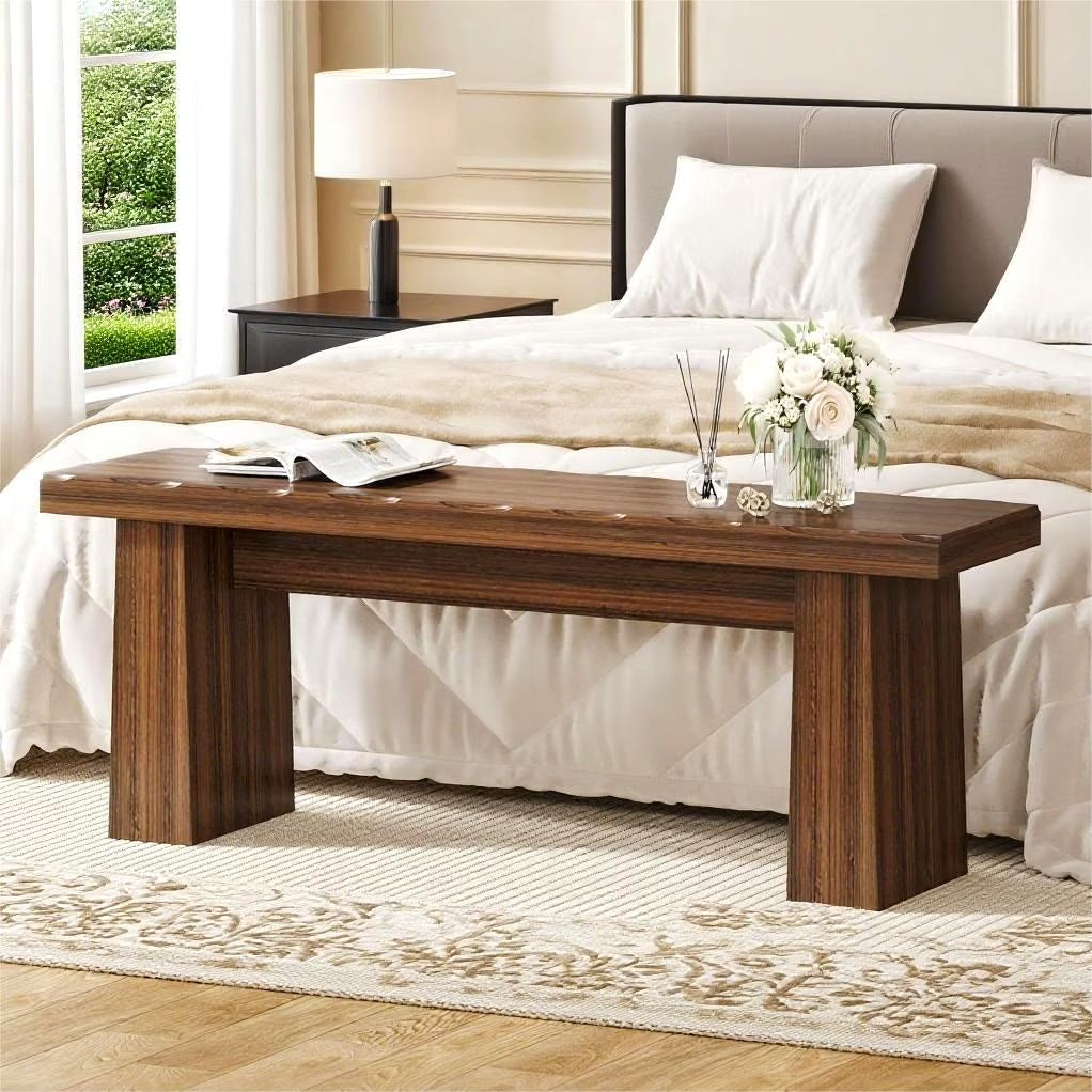 Fnova 48 Wooden Two - Person Backless Entryway Bench with Under - Bench Storage for Outdoor Garden. Living Room. Bedroom. Dining Room. Hallway