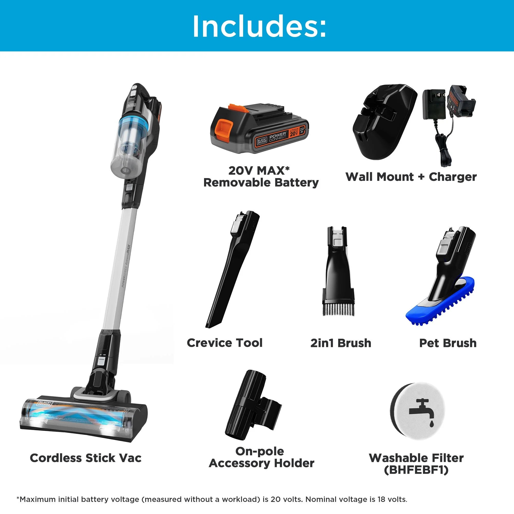 BLACK+DECKER POWERSERIES Extreme MAX 20V MAX* Cordless Stick Vacuum. BHFEB520D1