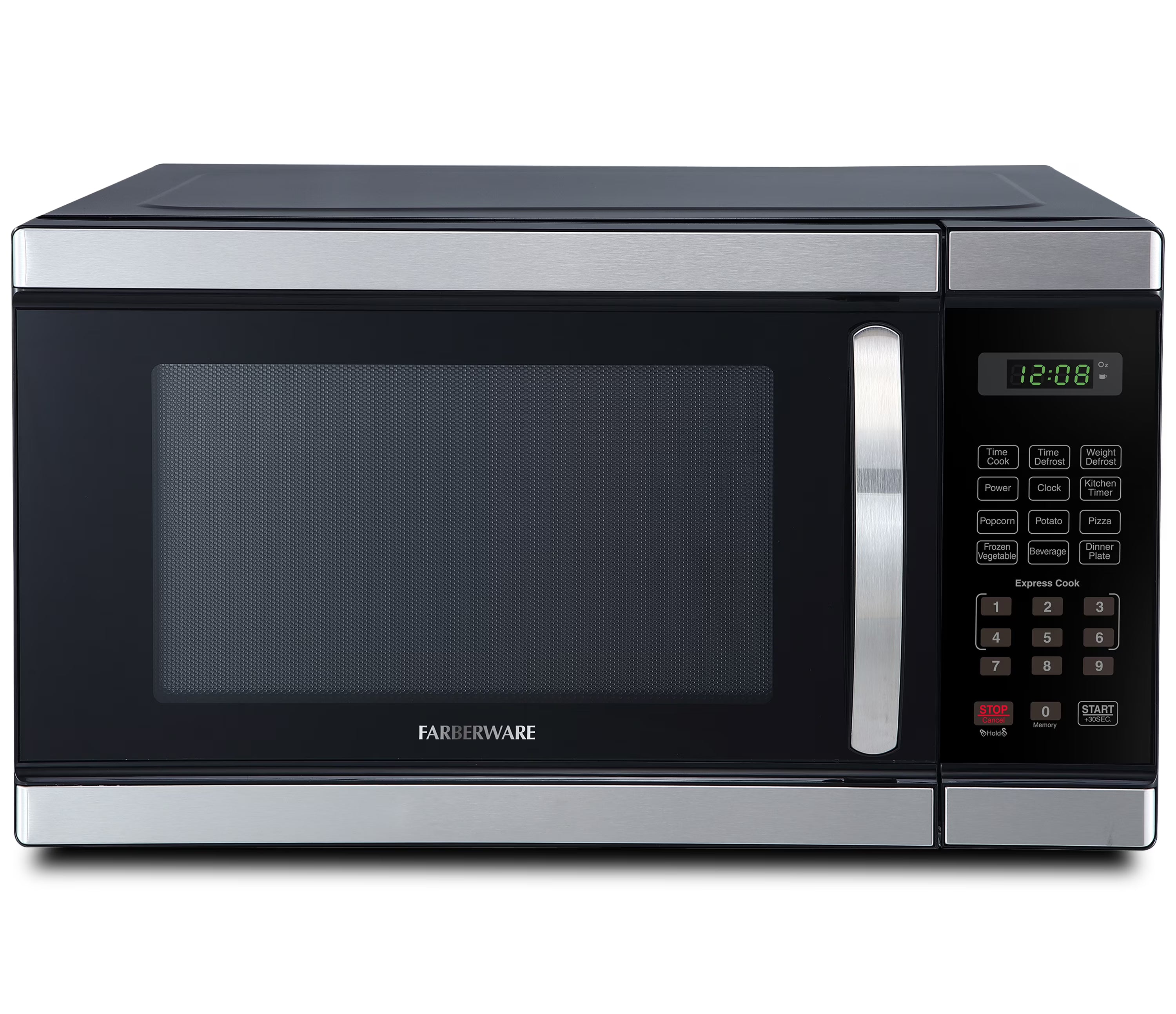 Farberware Countertop Microwave Ov 1100 Watts. 2.2 cu ft - Smart Sensor With LED Lighting and Child Lock - Perfect for Apartments and Dorms - Easy Clean Black Interior. Stainless Steel