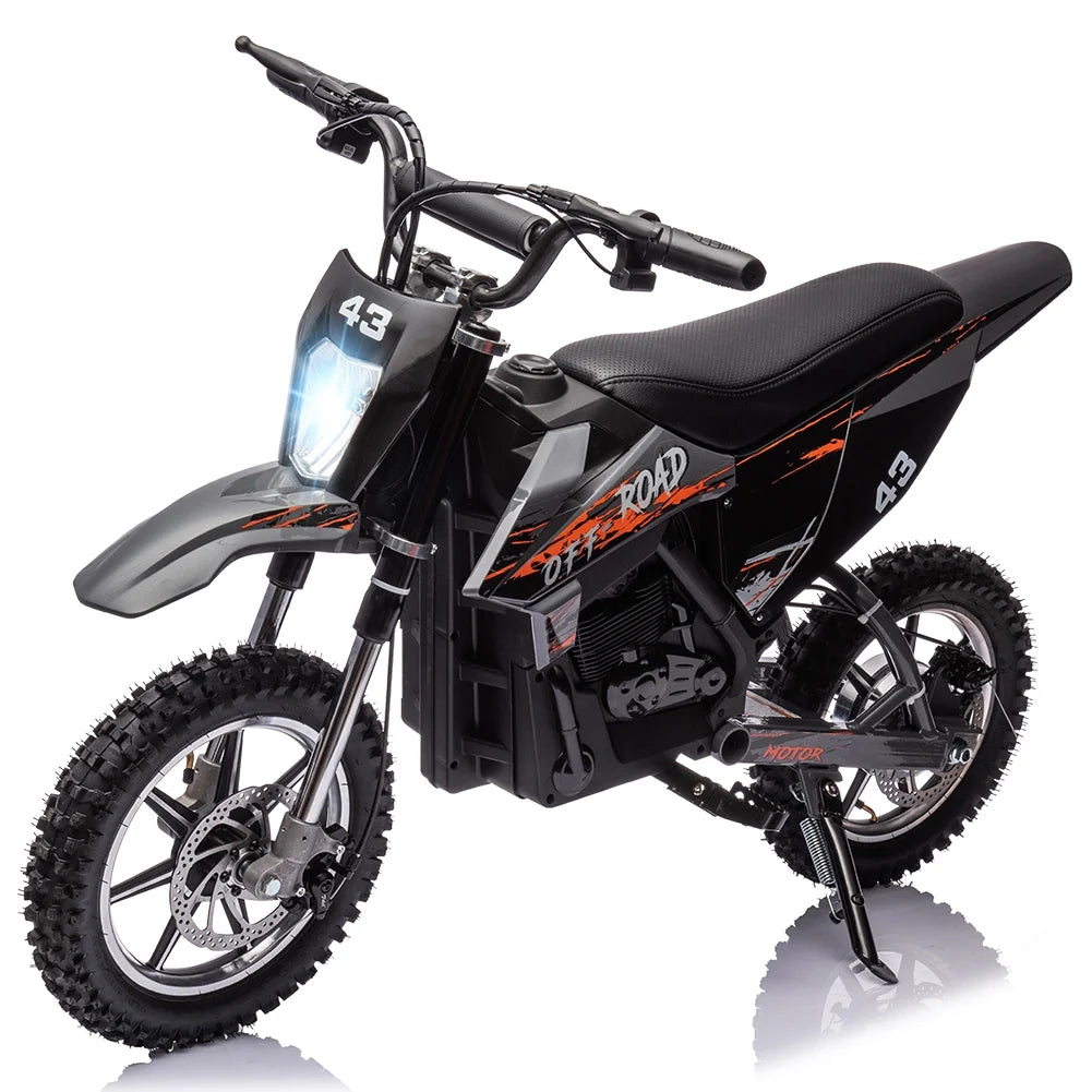 COZONY 36V Kids Electric Dirt Bike.15.5MPH Kids Electric Motorcycle W/ 350W Brushless Motor��LED lights. Air-Filled Tires. Leather Seat.Disc Brake.Max Load 175 Lbs.for Kids Ages 14+ Teenagers. Black