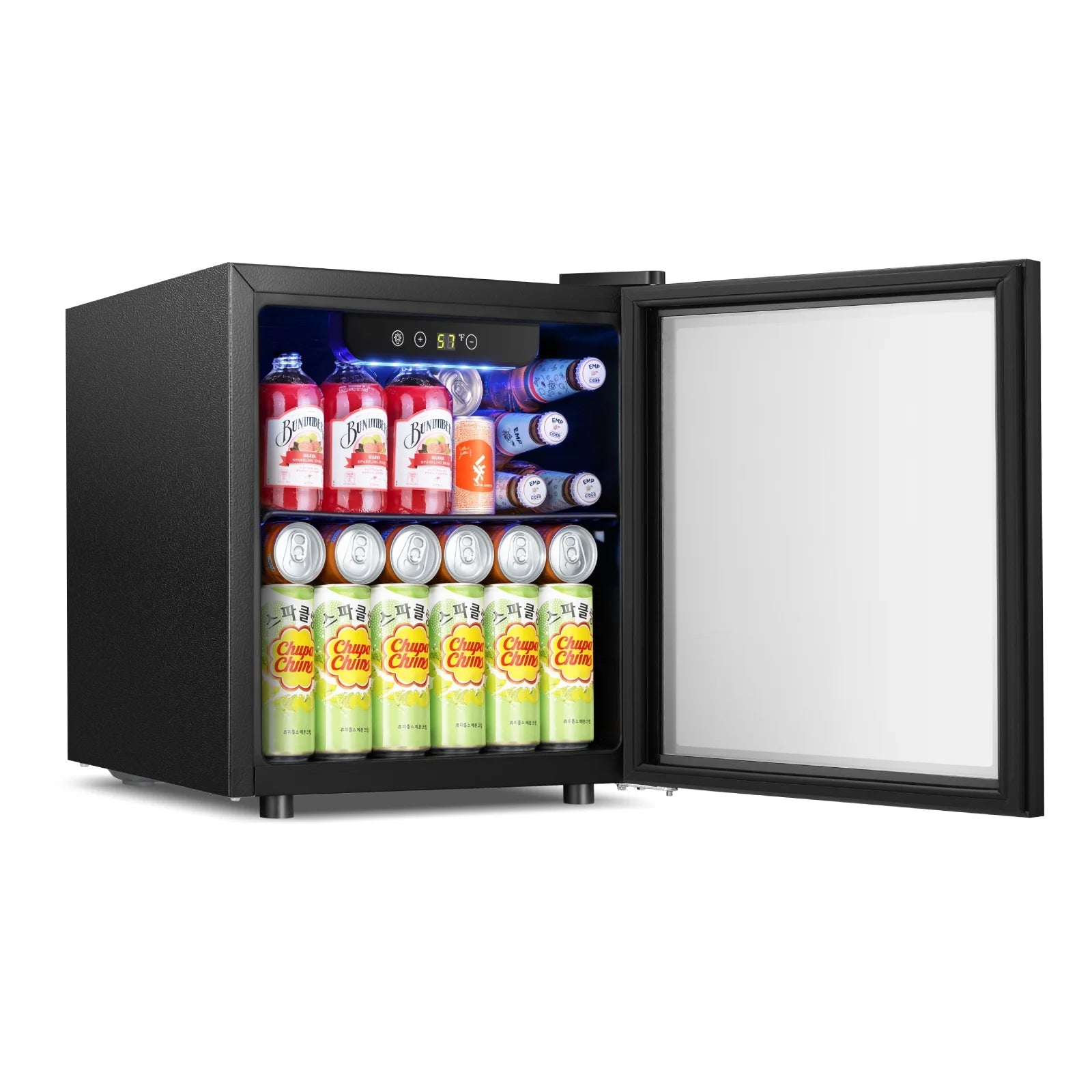 Auseo 1.3 Cu.ft. Mini Beverage Refrigerator Cooler - 55 Can &12 Bottle Mini Fridge with Double Glass Door. for Home/Bar/Office. Electronic touch control
