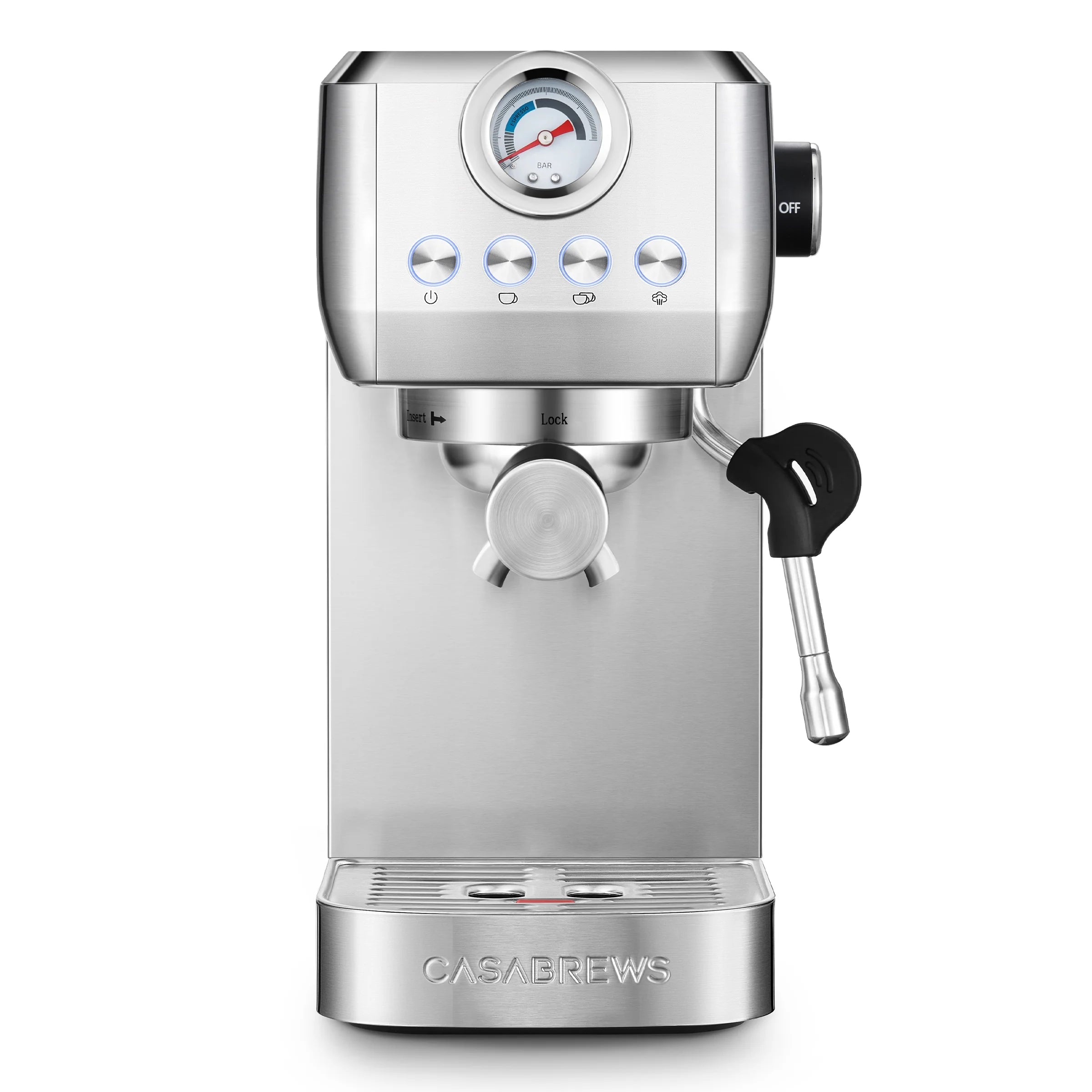 CASABREWS 3700Gense. 20 Bar Espresso Machine and Coffee Maker with Milk Frother. Silver