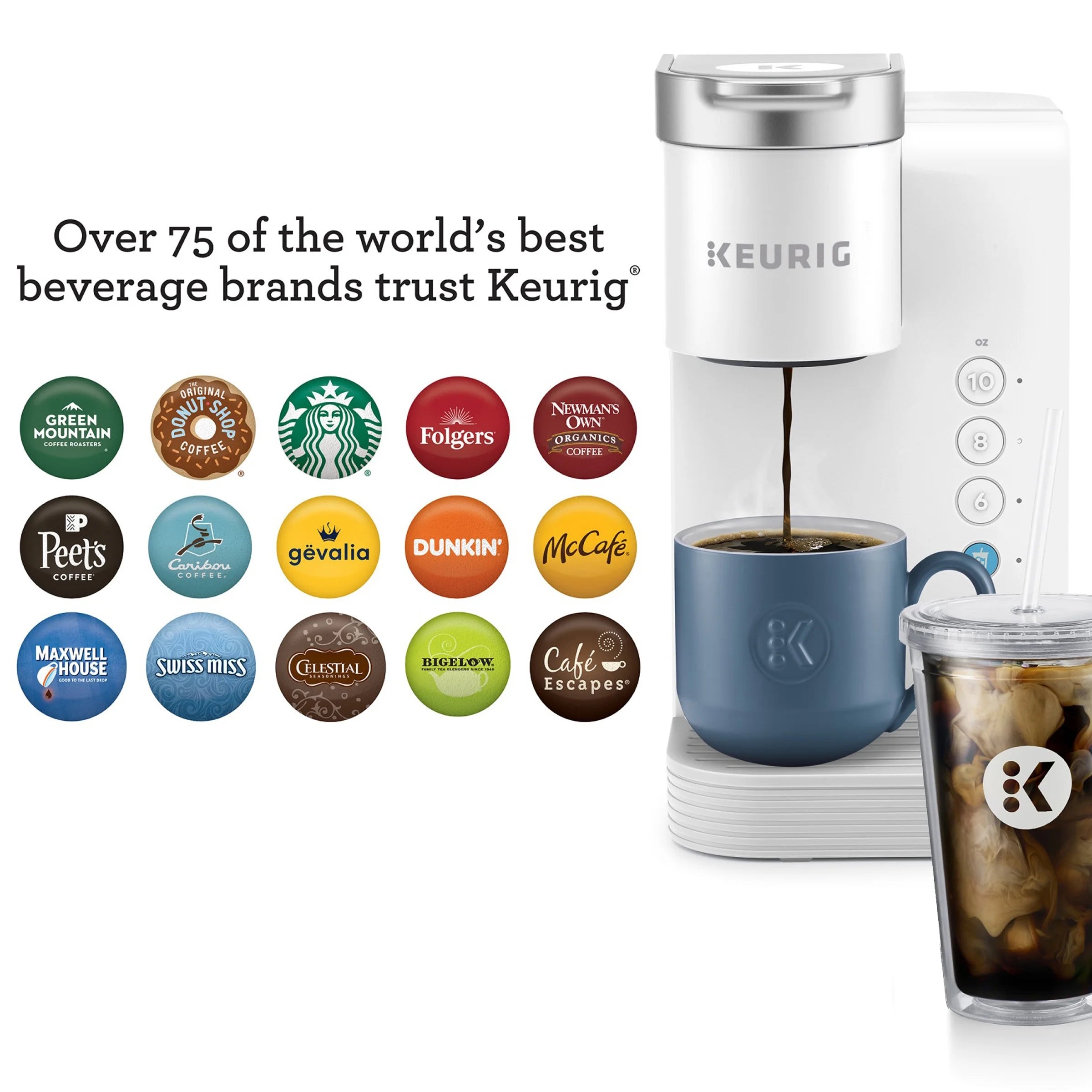 Keurig K-Iced Essentials Iced and Hot Single-Serve K-Cup Pod Coffee Maker. White