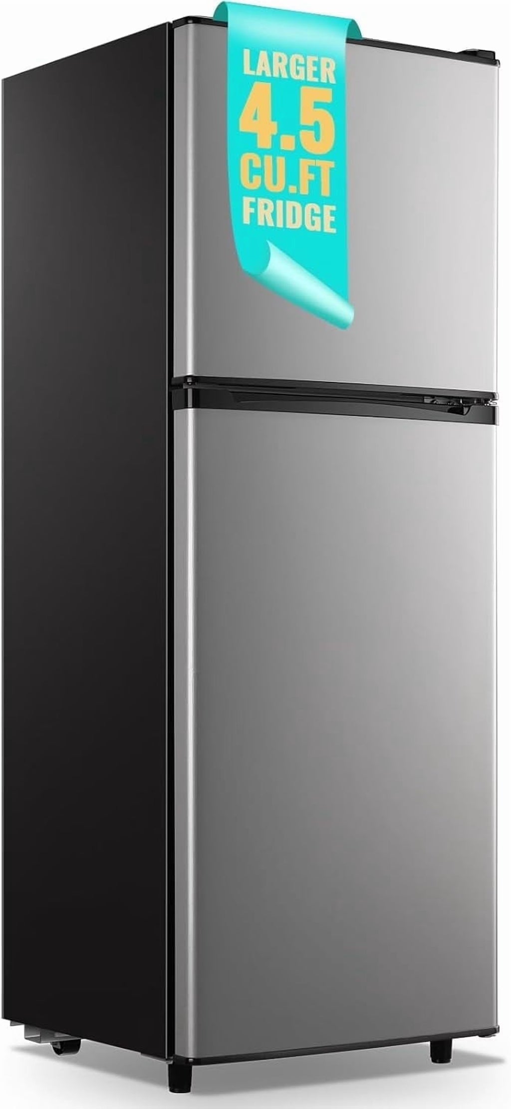 WANAI 4.5 Cu.ft Large Size Mini Fridge with Adjustable Thermostat. Compact Refrigerator Silver. New