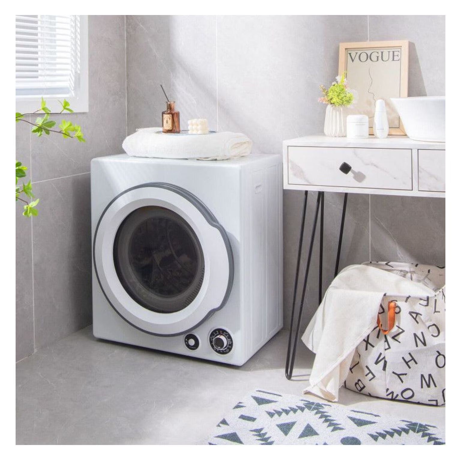 Electric Laundry Dryer. 13.2lbs Compact Tumble Dryer with Stainless Steel Tub. 4 Drying Modes. 2 Heat Settings. ETL Certified - for Apartments. Dorms. RVs