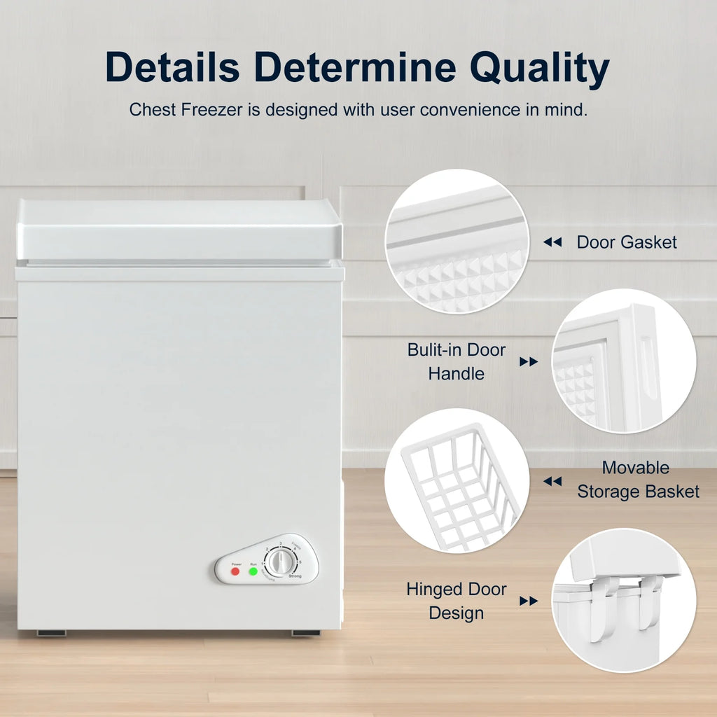 TABU Chest Freezer.3.5 Cu ft Deep Freezer.Garage Ready.Top Open Door.Black